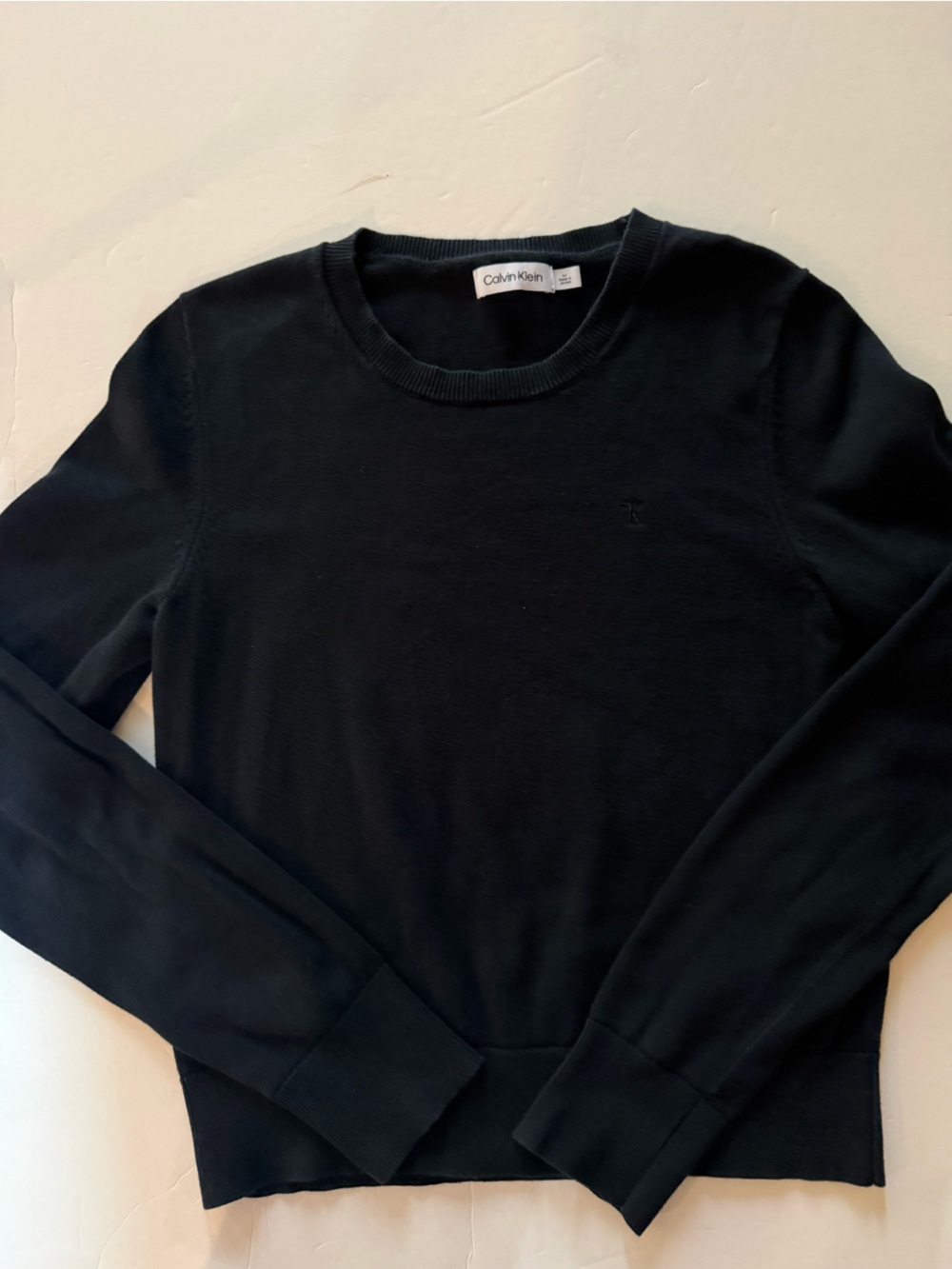 Calvin Klein Dark Navy 100% Cotton Crewneck Logo Sweater Medium